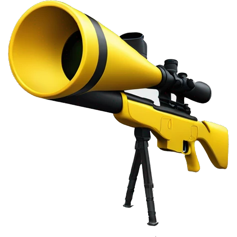 Large styled yellow letters "NMS" with a sniper scope behind it emoji