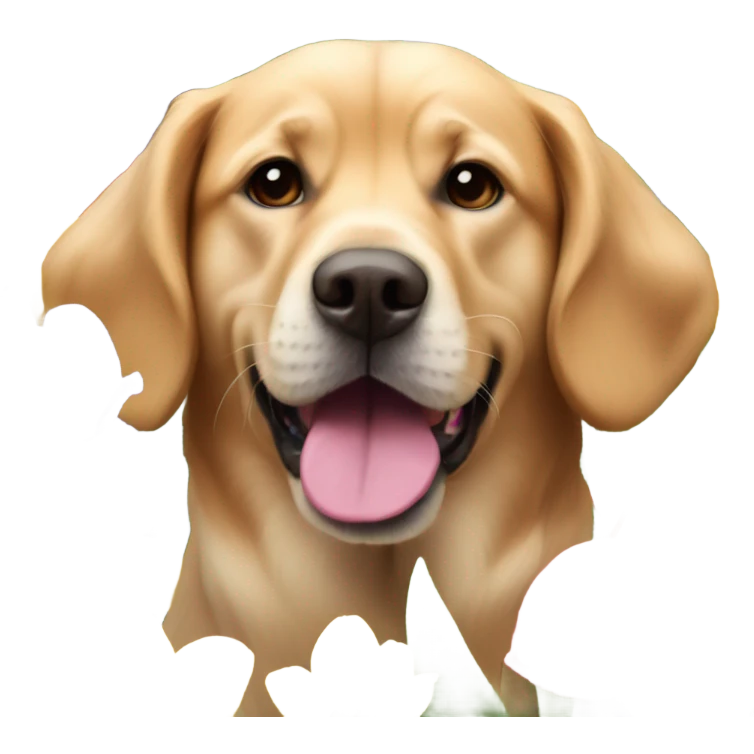 dog with flowers for spring emoji