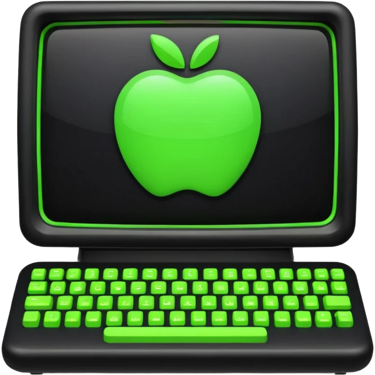 mac os icon code transpiler compiler terminal, black and green, retro emoji