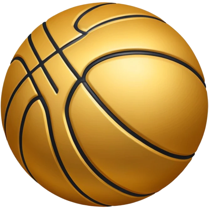 basketball with luxury gold metallic surface instead of orange, black lines pattern of a basketball emoji