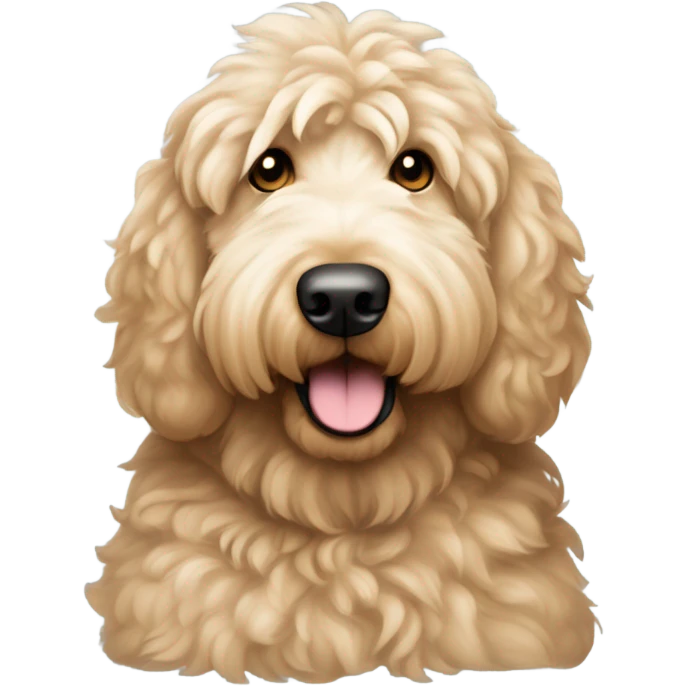 Standard fluffy Goldendoodle relaxing emoji