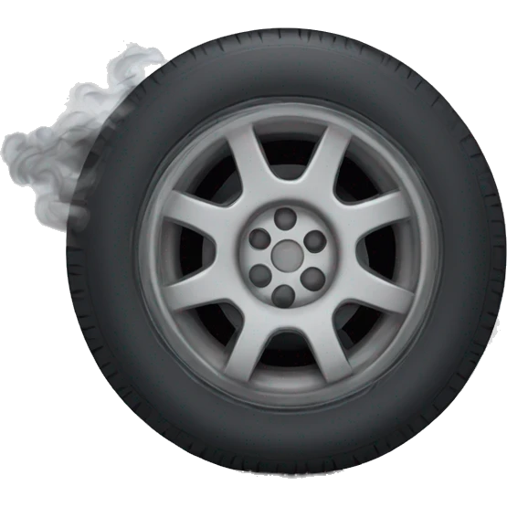 car wheel with smoke from under the tire emoji