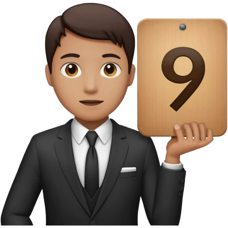 single person in a suit holding a sign with the number 9 emoji