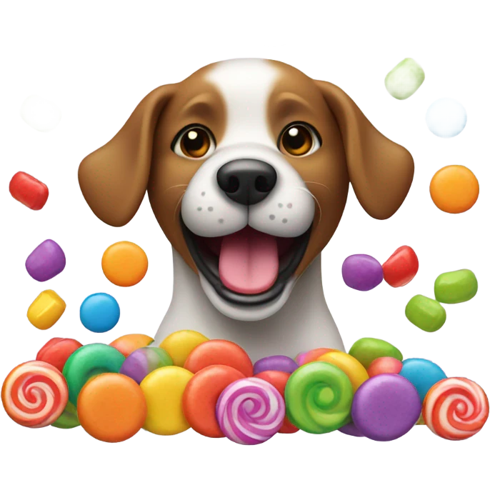 Dog in love with candy emoji