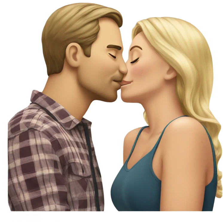Caucasion male kissing blonde woman  emoji