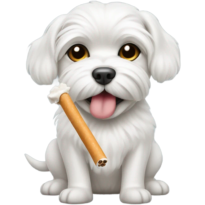 Maltese dog with joint in mouth emoji