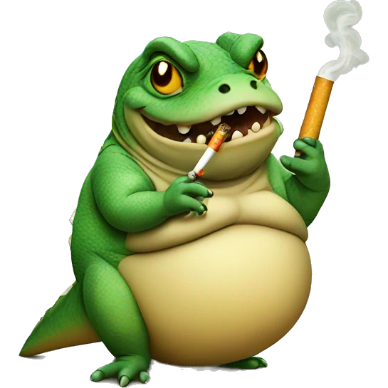 fat lizard with a cigarette emoji