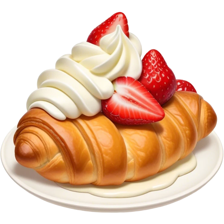 Brioche croissant with creamy mascarpone and strawberries inside emoji