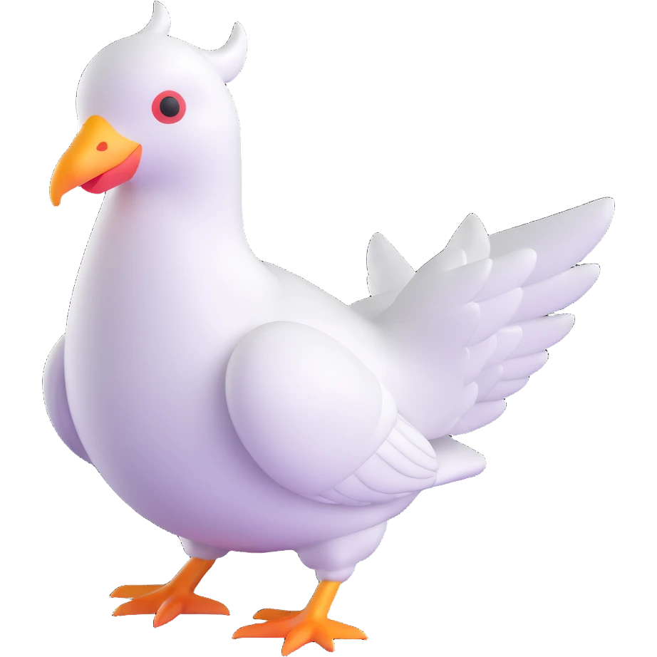 white pigeon wearing Flash costume emoji