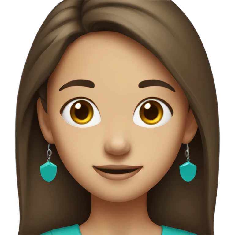 smiling girl with brown hair with teal earring that looks like a house emoji