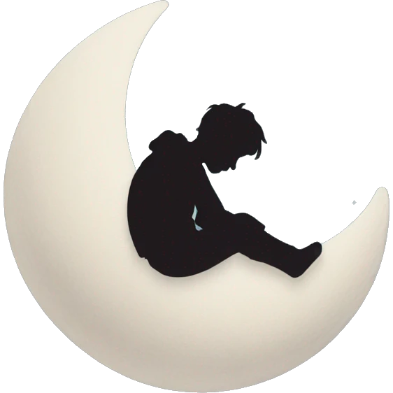 Siluet of dreaming guy on the moon emoji