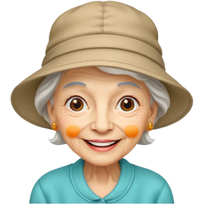elderly women with hats with cap emoji