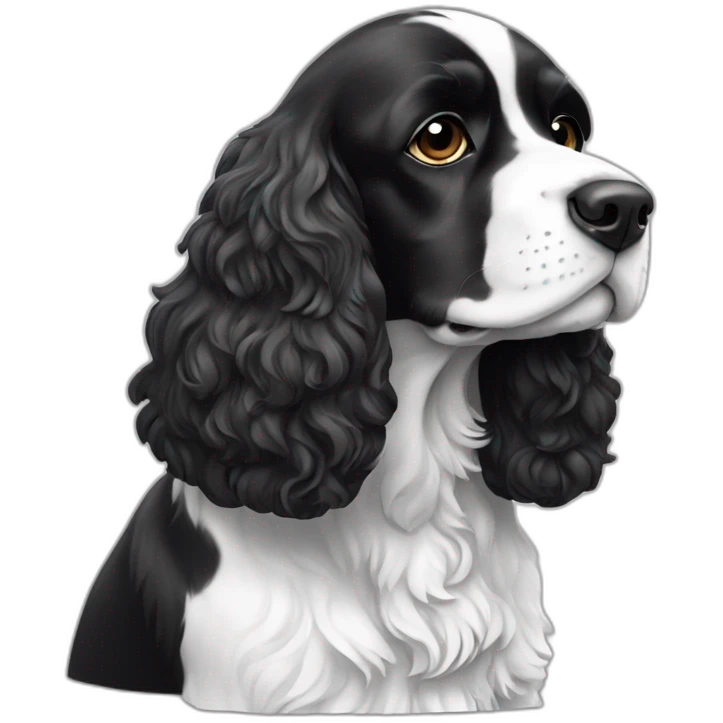 cocker spaniel black white white line head emoji