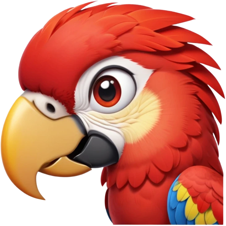 cinematic-cute-macaw-portrait-emoji,-head-tilted-playfully-and-inquisitively,-with-a-dazzling-red-plumage-and-round,-sparkling-eyes-filled-with-charm,-simplified-yet-irresistibly-adorable-features,-highly-detailed emoji