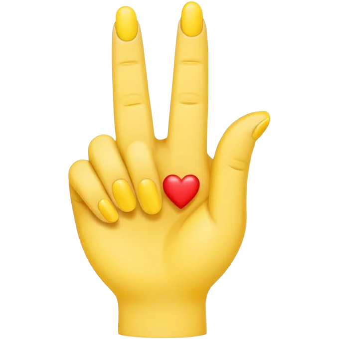 Yellow middle finger emoji with a small heart on the middle fingers nail. Other fingers should remain in the yellow tone emoji