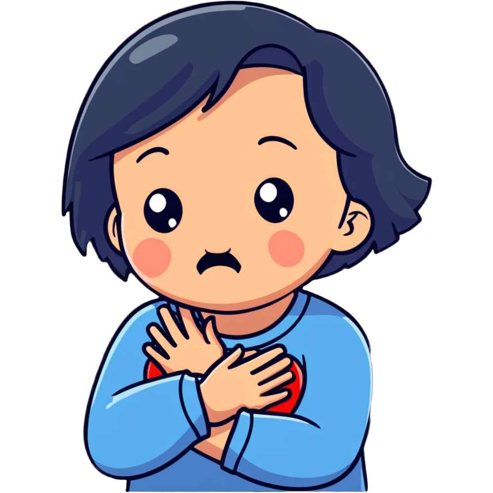 a girl crying in pain holding her chest, heartbreak, emotional pain emoji