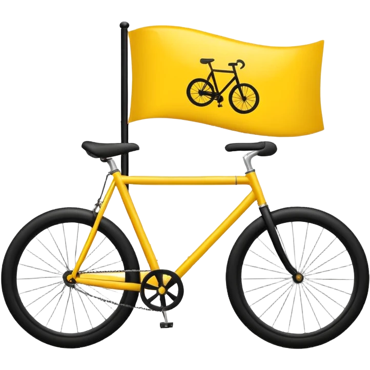 Design a premium TDP flag emoji with rich yellow background and elegant black bicycle symbol. Flat vector style, slightly glossy but minimal, high contrast, no text, no shadows. Square 1:1, transparent background, luxury emoji look for Instagram highlights. emoji