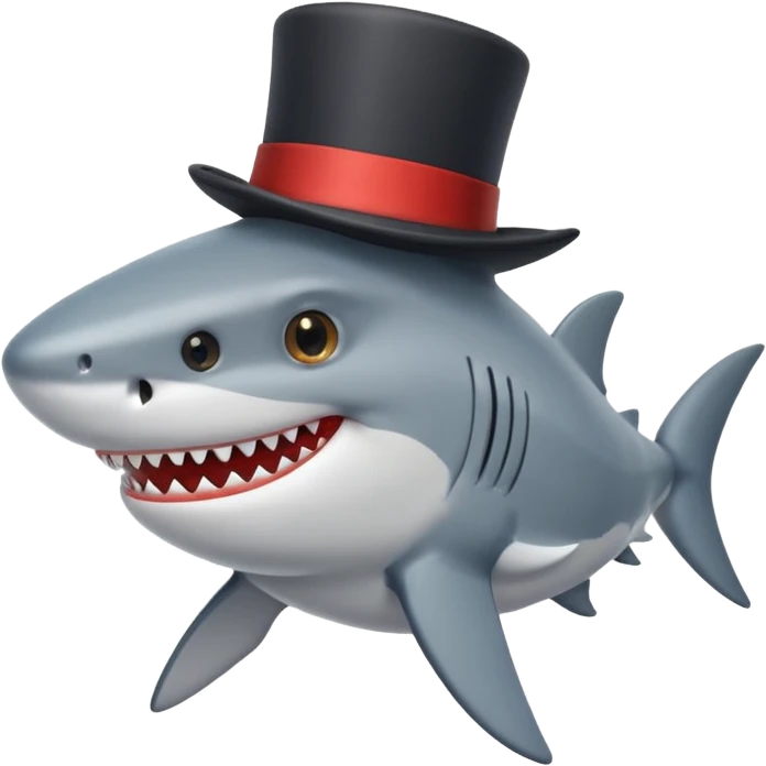 Shark with a top hat emoji
