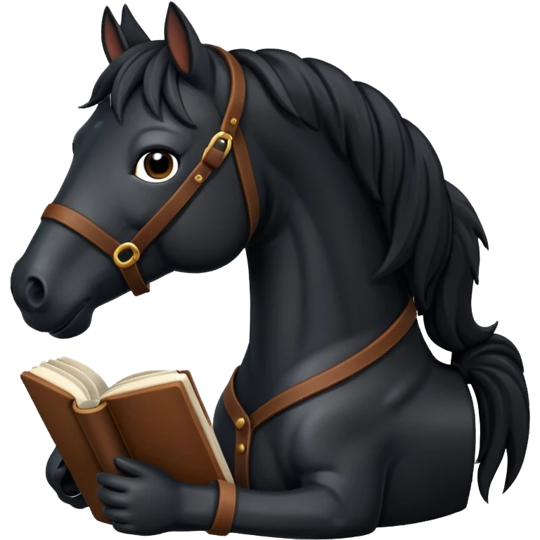 black horse with book emoji