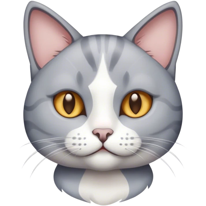 Grey and white cat full body emoji