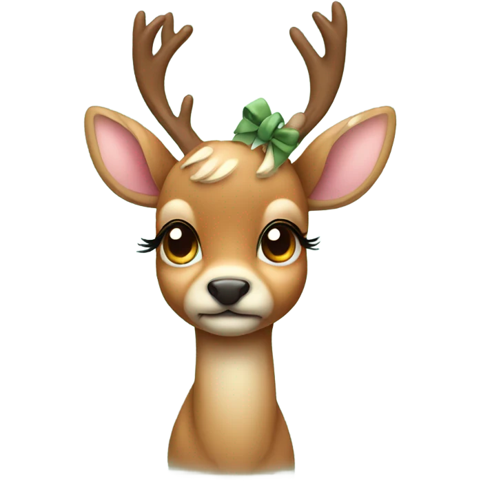 Cute dear with bow on it and lashes emoji