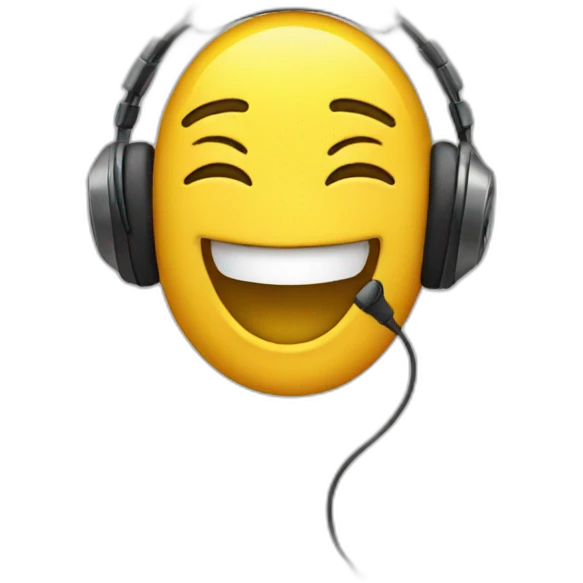 Happy emoji with headphones emoji