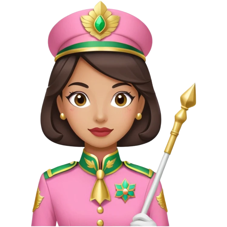Hispanic majorette in pink and green  emoji