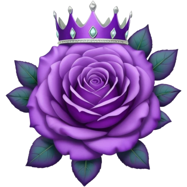 Purple shadow rose silver circle plaque with silver tiara emoji