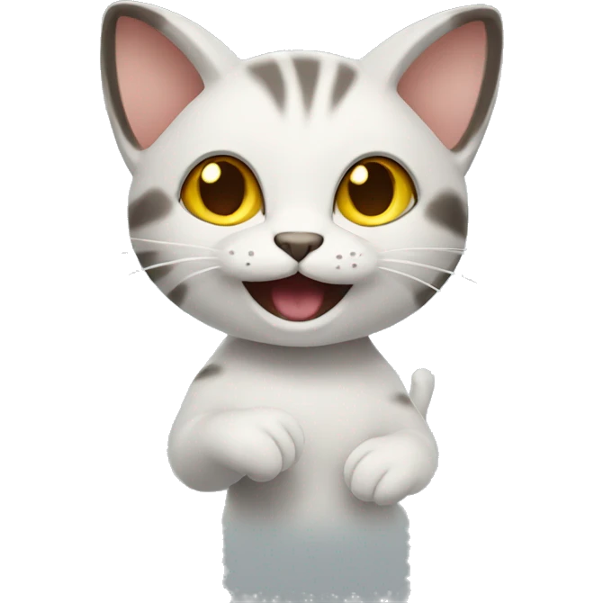 cat waving smiling emoji