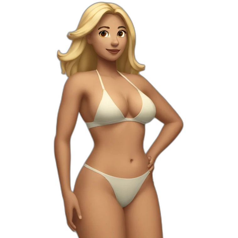 Slim-thicc Caucasian woman small bikini pose (beach body) emoji