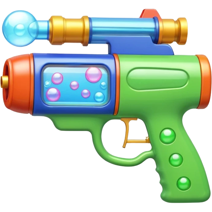 foam blaster gun object icon, shoots bubbles and foam, glossy plastic, colorful design, 3D cartoon, mobile game icon style, centered, clean background, soft shadow, no text, no watermark
 emoji