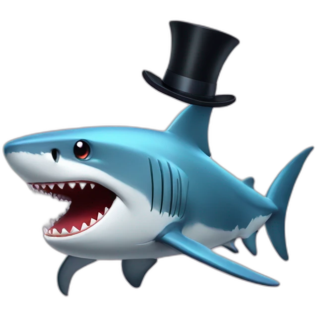 Shark with a top hat emoji