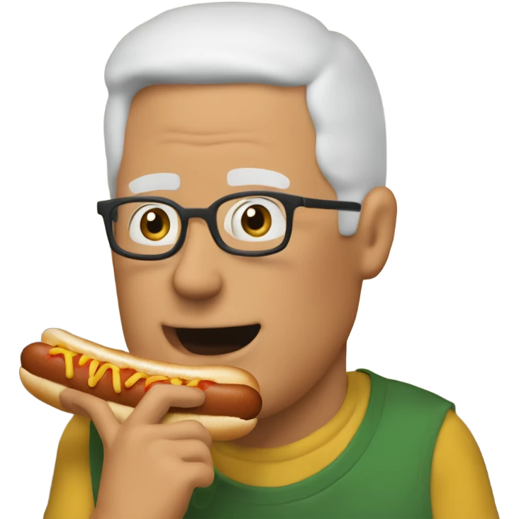 ai generated image of bill from the tv shos king of the hill eating a hot dog emoji
