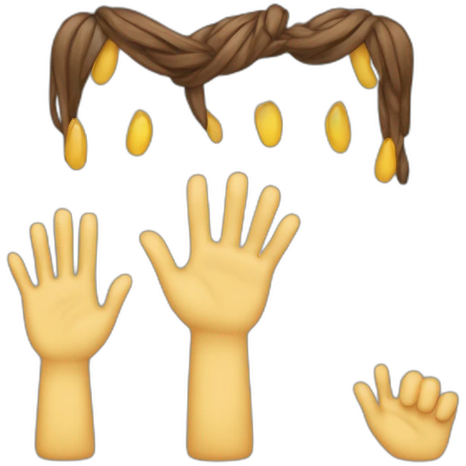 Palabra “Gracias” con manos abiertas llenas de bendiciones emoji