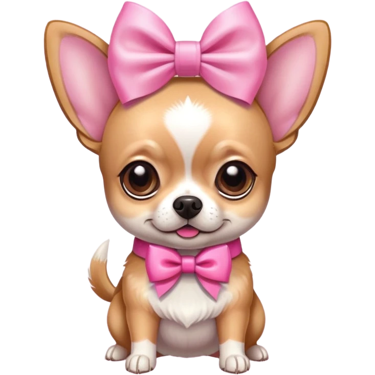 Light chihuahua with big pink bow on head emoji