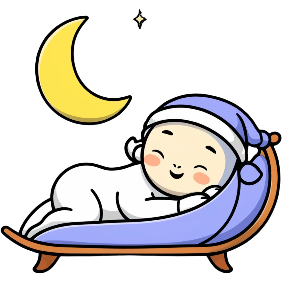 cute sleeping moon with nightcap and snoring emoji