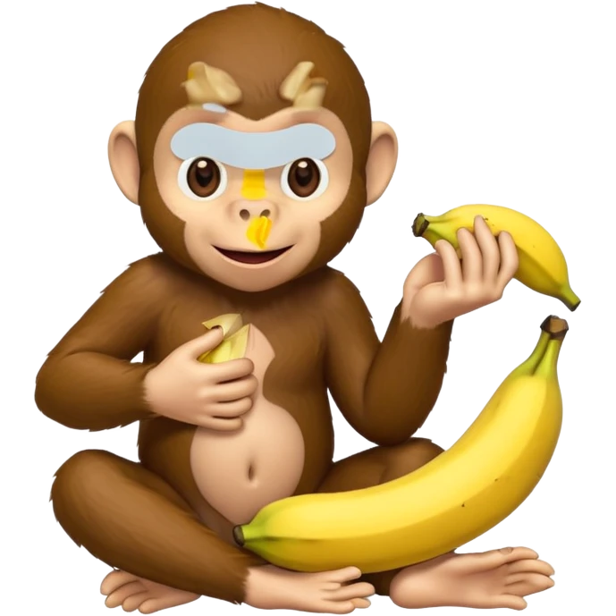 Curious George monkey peeling a banana emoji