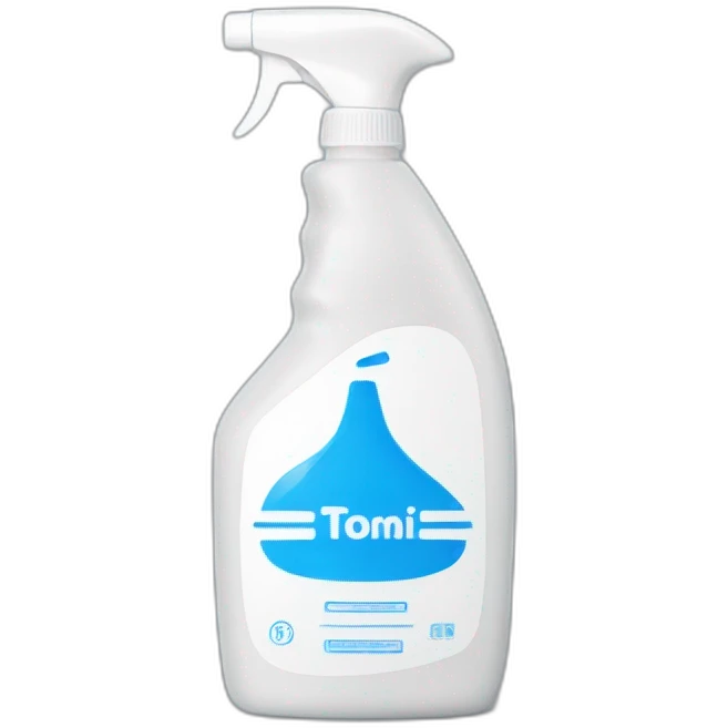 All purpose cleaner bottle, white, blue logo emoji