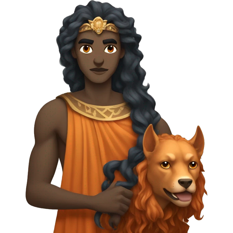 Greek gods Hades with dark hair and Persephone with orange hair emoji
