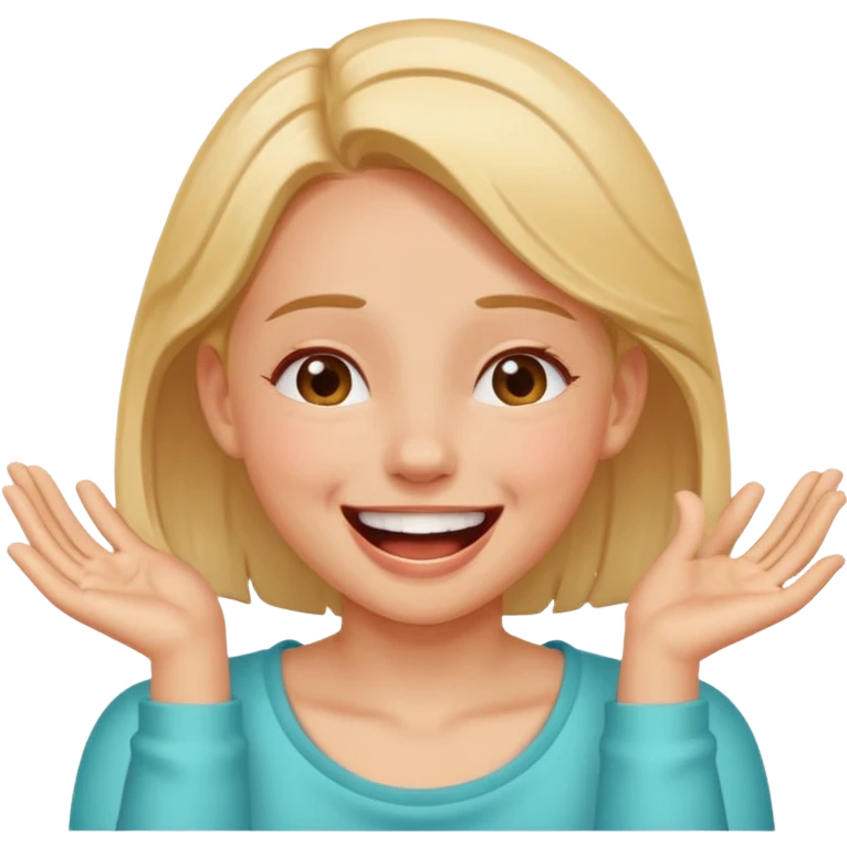Girl with hands around her neck while laughing and sweating emoji