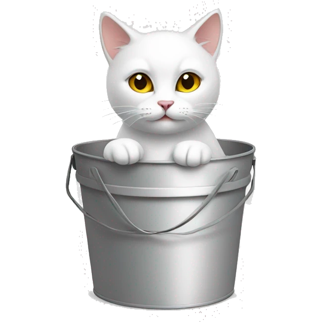 White Cat with a Bucket on top emoji