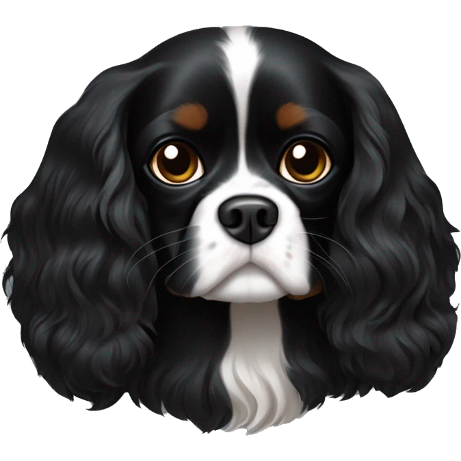 black Cavalier King Charles spaniel. No white or brown coloring on it emoji