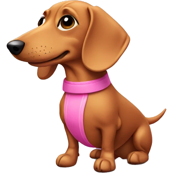 Wiener dog with a pink now emoji