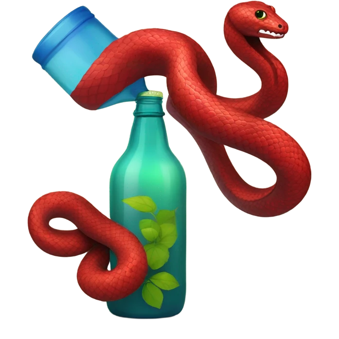 Red snake drinking alcohol emoji