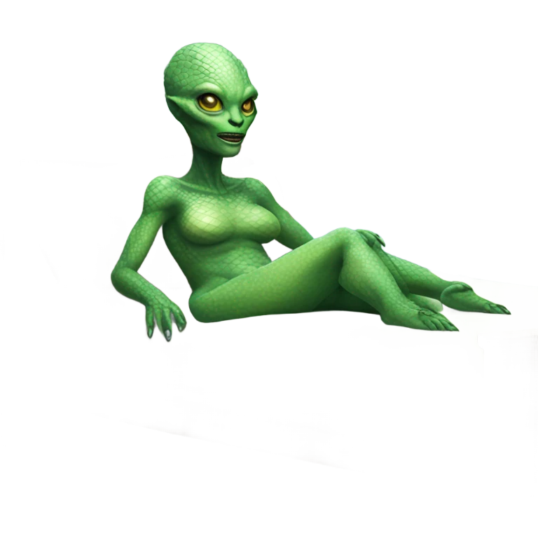 a Reptilian alien woman laying on the bed emoji
