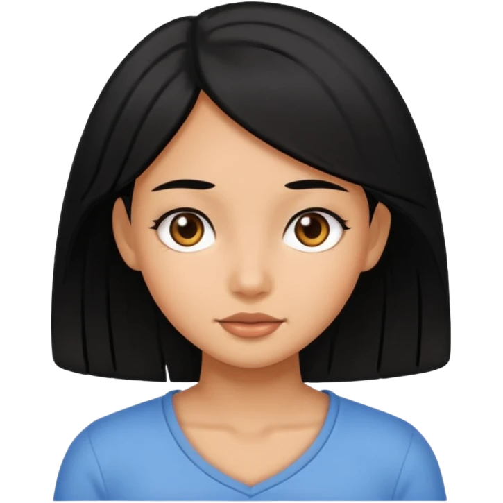 black hair girl with tan skin emoji