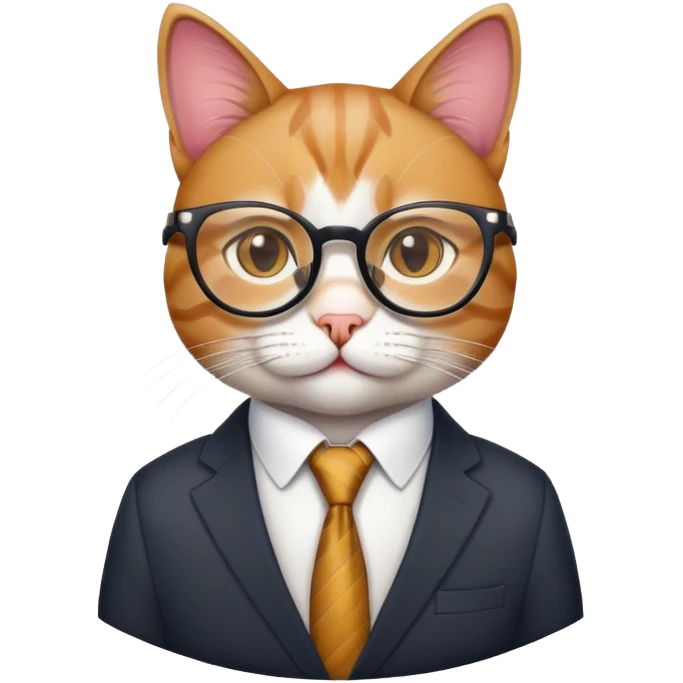Кот в очках, как будто он главный в офисе emoji