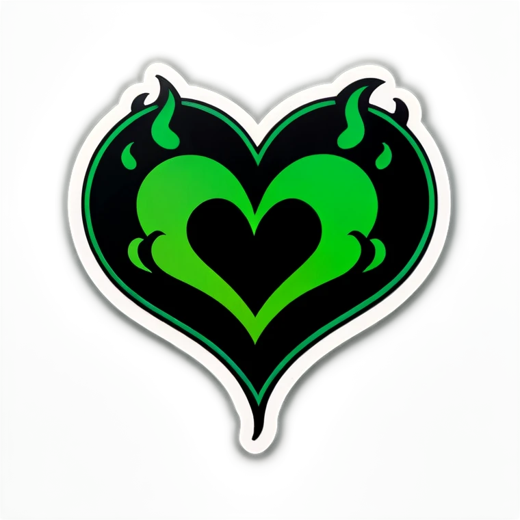 Black heart green flames around it emoji