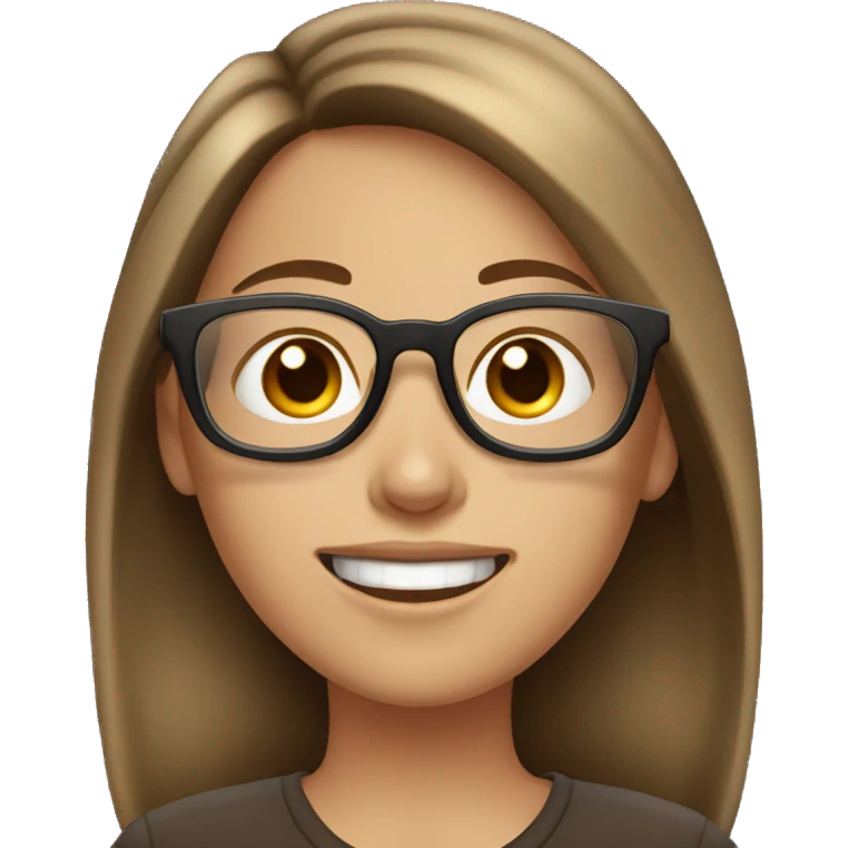 white girl with brown hair and glasses, side profile to the left with her mouth open emoji