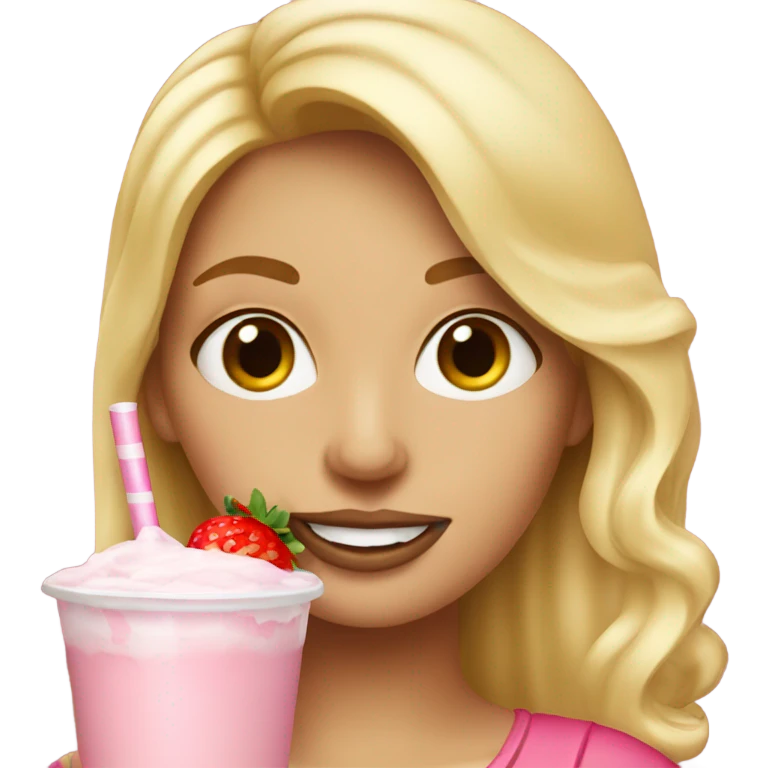 Blonde woman drink strawberry milkshake  emoji